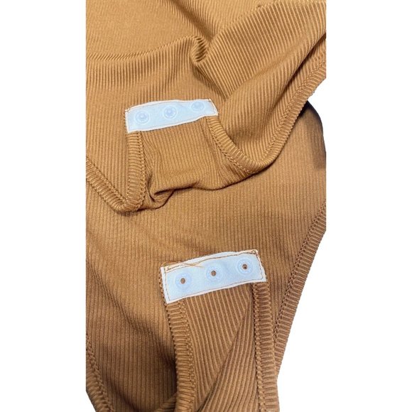 Rust Orange Turtleneck Bodysuit, Sleeveless One Piece, Orange/Brown, Size Medium - Picture 4 of 9